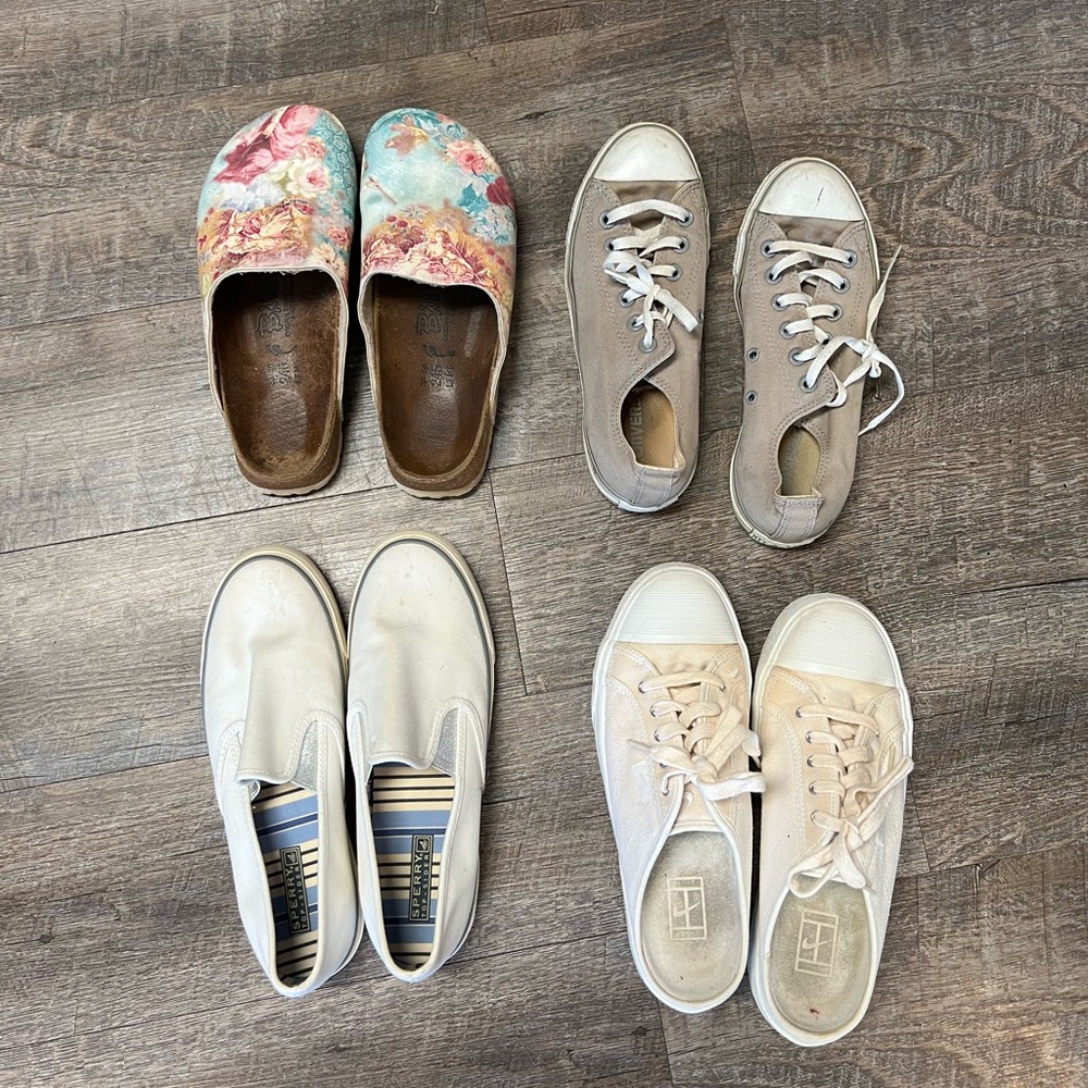 Womens size 8 & 8.5 shoe lot Birks, Converse, Nike, Sperry